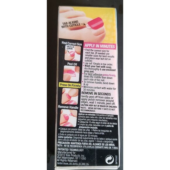 Kiss ImPress Press-On Pedicure Toe Nails Mystery Girl (Hearts/Stripes) NEW! - Picture 3 of 3